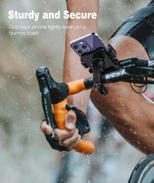 Bike Phone Holder Mount, Secure Handlebar Phone Mount Holder for Bike and Motorcycle, Suitable for iPhone and 4.5-6.8" S