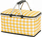 Insulated Picnic Basket, Collapsible Market Basket (Yellow Grid)