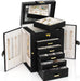 6-Tier Jewelry Box Organizer 5 Drawers Storage Black Regular