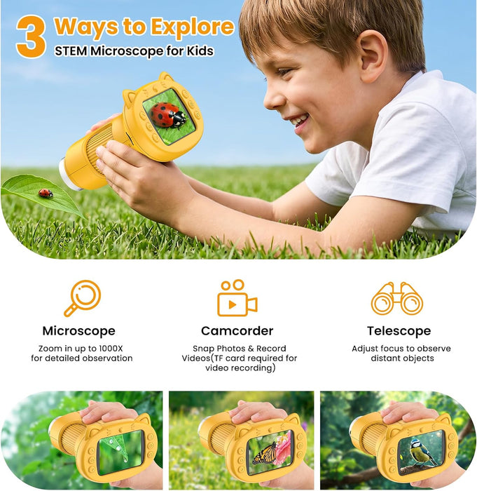 Kids Microscope Handheld, Digital 1000X, 2.4" HD Screen