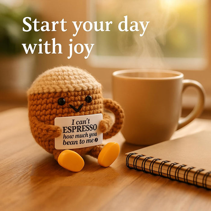 Birthday Gift for Her Him Women Men Girlfriend Boyfriend, Positive Crochet Espresso Cup, Cute Small Coffee Lover Gift for Best Friend Couple Wife Husband Mom