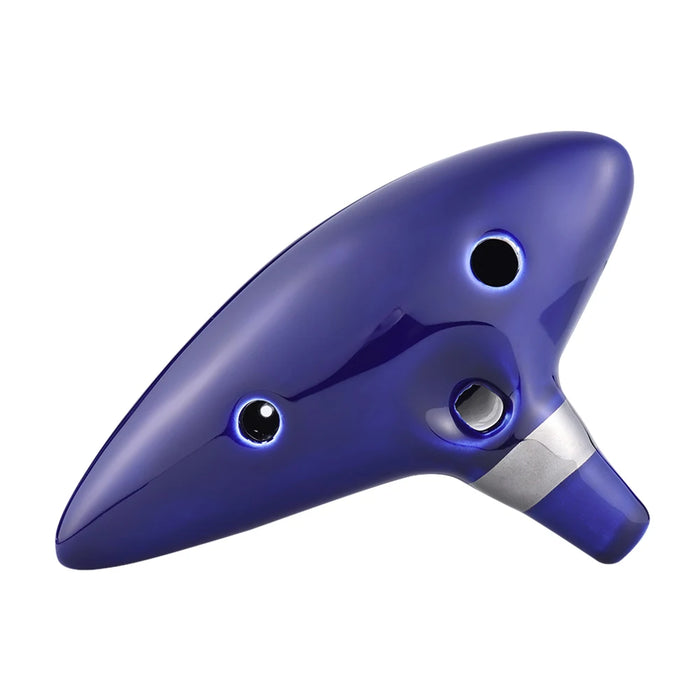 12 Hole Ocarina Ceramic Alto C Vessel Flute Wind Musical Instrument with Simple Music Score Rope for Beginners