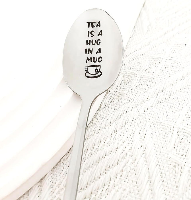 Tea Birthday Gift for Tea Lover Gifts Spoons for Women Men Tea is a Hug in a Mug Spoon for Papa Daughter Christmas Gifts for Tea Drinkers Lovers Nana Friends Engraved Tea Spoon