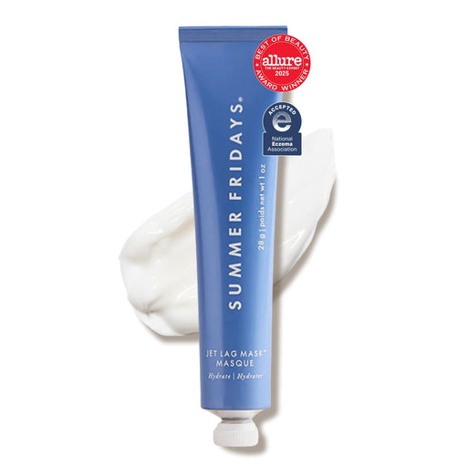 Mini Jet Lag Mask - Hydrating Overnight Face Mask, Moisturizer + Eye Cream - Enriched with Hyaluronic Acid, Niacinamide, + Antioxidants - Multitasking Travel Size Skin Care (1 Oz)