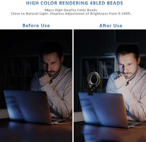 Video Conference Lighting Kit, Ring Light for Monitor Clip On
