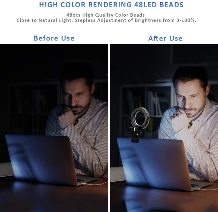 Video Conference Lighting Kit, Ring Light for Monitor Clip On