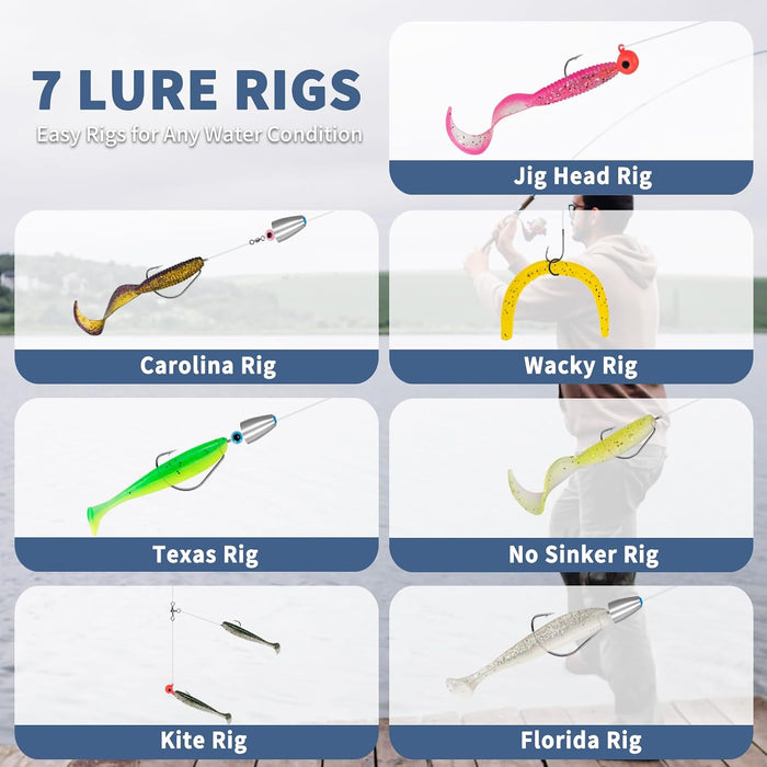 Fishing Lures, Tackle Box with Tackle Included, Crankbaits, Soft Plastic Baits, Hooks, Weights & Fishing Accessories, Freshwater Fishing Gear Kit for Bass, Trout, Walleye & Beginners
