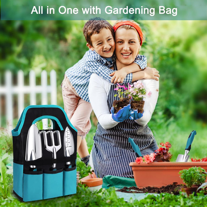 Garden Tool Set, Heavy Duty Aluminum Gardening Tools with Storage Bag