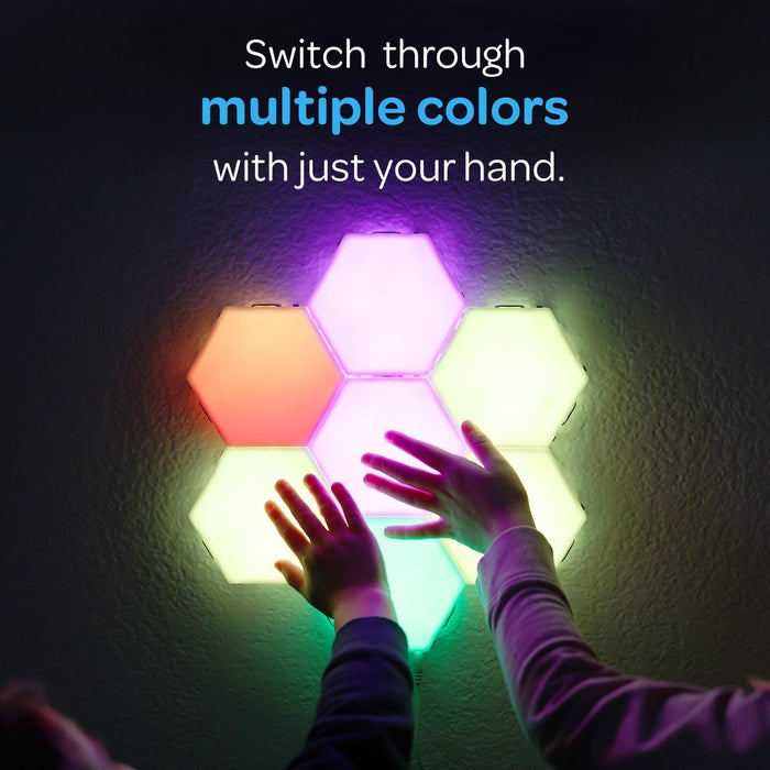 LuMAGIC Tap Tap Sensory Lights – 7pk Magnetic Hexagon LED Lights