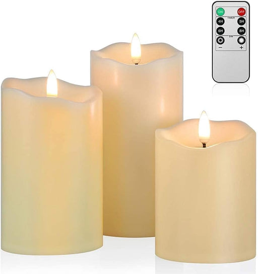 Flickering Flameless Candles with Remote, Fake Candles Set of 3