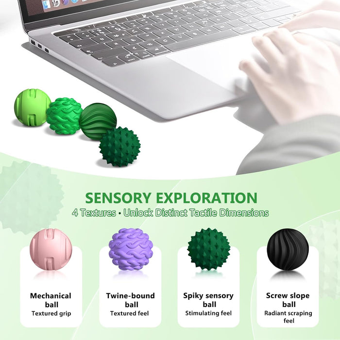 8-Pack Silicone Magnetic Sensory Fidget Balls, Black & Green