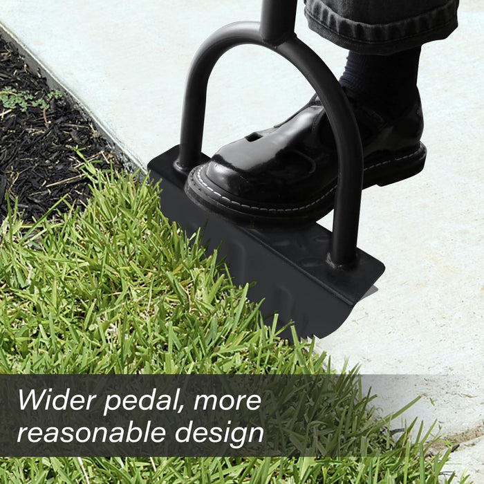 Professional Edge Lawn Tool, Heavy Duty Steel Half Moon & Saw-Tooth Blade for Clean Borders, Long Handle Reduces Back Strain, Manual Edger Ideal for Garden Edges, Sidewalks, Flower Beds