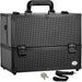 Makeup Train Case Professional Adjustable - 6 Trays Cosmetic Cases Makeup Storage Organizer Box with Lock and Compartmen