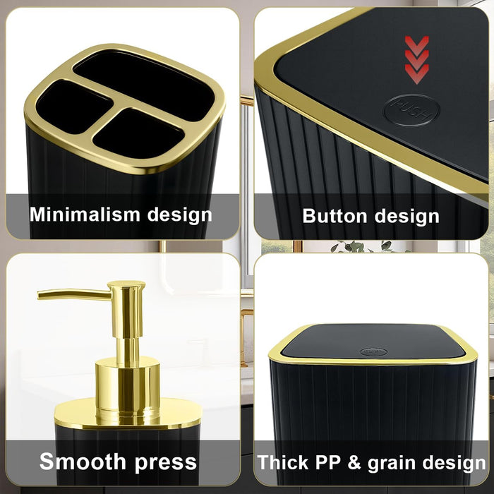 9PCS Black and Gold Bathroom Accessories Set