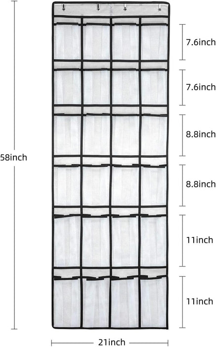 Over the Door Shoe Organizer, Hanging Shoe Organizer with 24 Mesh Large Pockets Door Shoe Rack Organizer for Men Women K