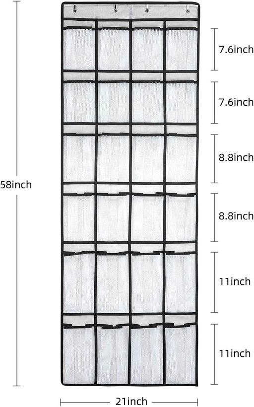 Over the Door Shoe Organizer, Hanging Shoe Organizer with 24 Mesh Large Pockets Door Shoe Rack Organizer for Men Women K