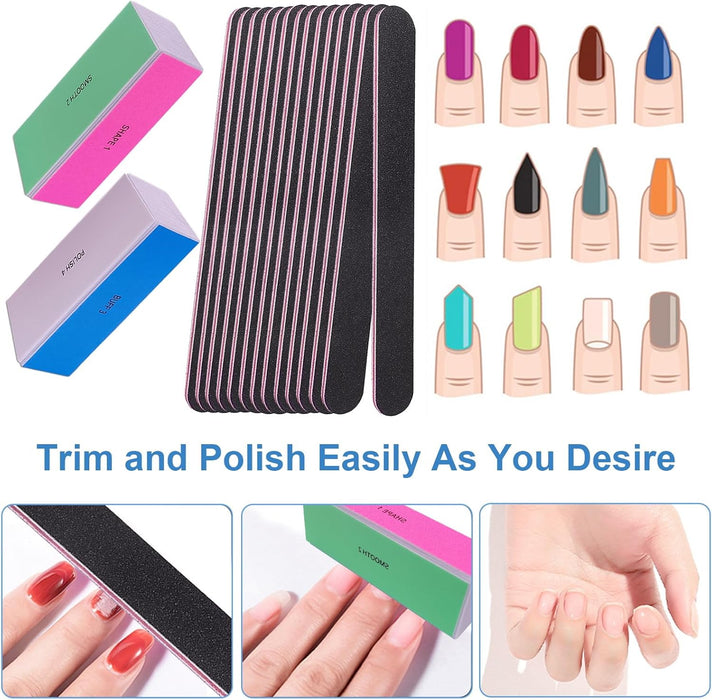Nail File and Buffer Set, 4 Way Nail Buffers Shine Kit Professional Nail Files for Natural Nails Manicure Filer Filing P