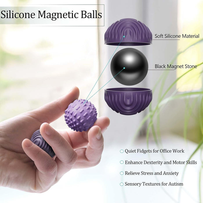 Silicone Magnetic Balls Fidget Toys for Adults & Teens,4PCS Stress Relief Sensory Toys for Autism ADHD Anxiety,Fun Textures Gadgets,Office Desk Toy,Stocking Stuffer for Men Women Teen Gift
