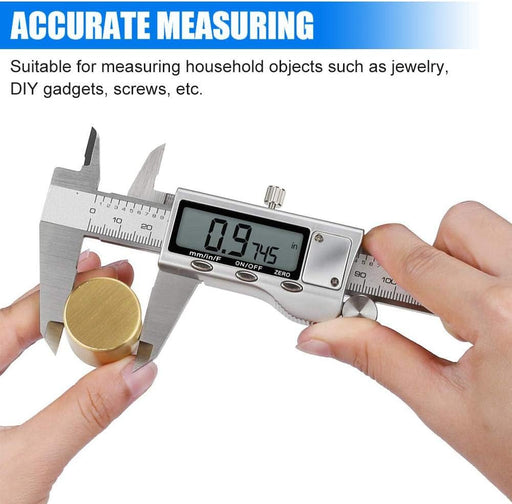 Digital Caliper Measuring Tool, Stainless Steel Vernier Caliper Digital Micrometer with Large LCD Screen, Easy Switch fr