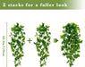 Fake Hanging Plants, 2pcs Artificial Pothos Vines Faux Plants Greenery for Wall Home Living Room Office Indoor Outdoor D
