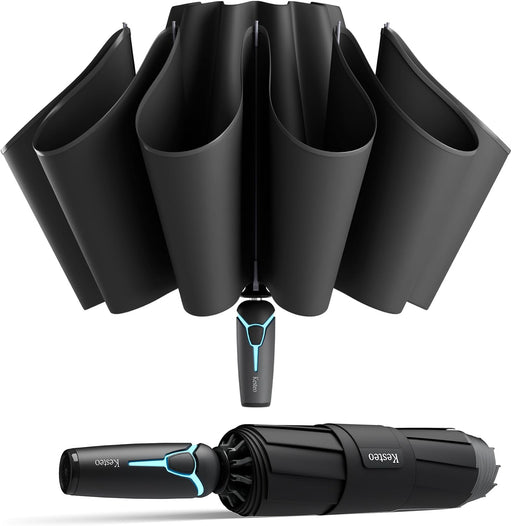 Windproof Travel Umbrella for Rain, Withstand 85MPH Winds, 52 Inch Automatic Reverse Fold Umbrellas Easy Auto Open Close