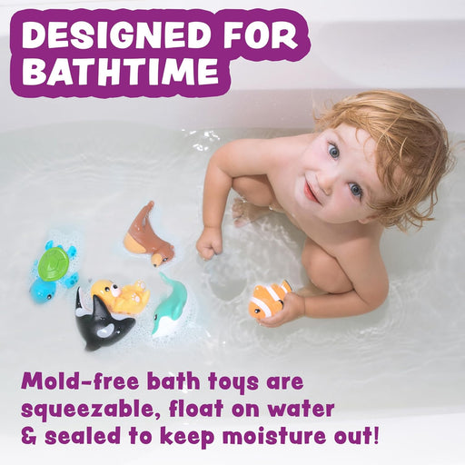 ® Marine™ Mold Free Bath Toys, 6 Pack | Sealed, No Hole Bath Toys Design Keeps Moisture Out | Soft, Squeezable & Float o