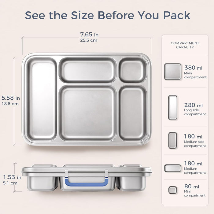 Stainless Steel Lunch Box, Dark Blue, 1100 ml/37 oz