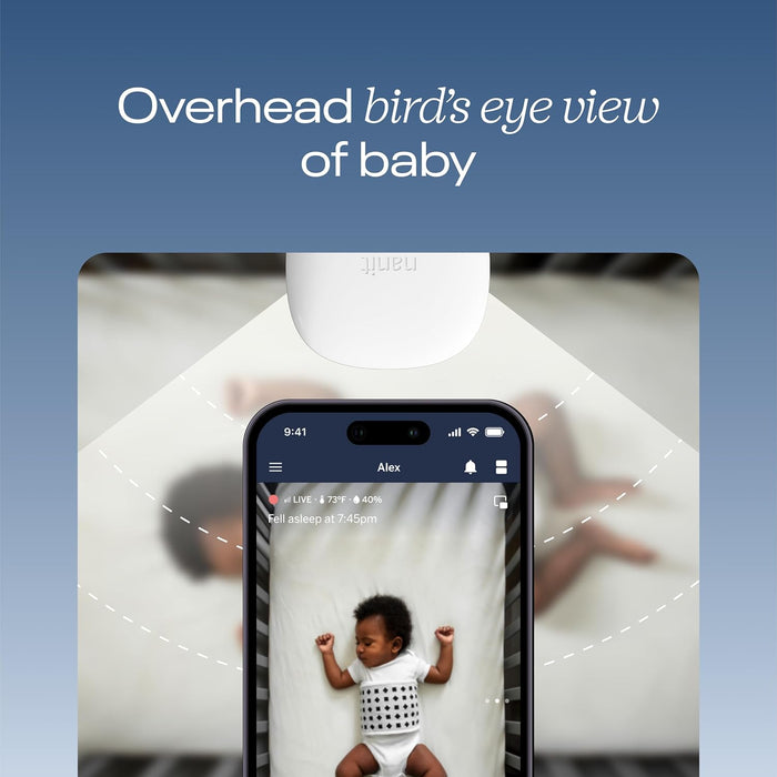 Pro Smart Baby Monitor & Wall Mount – 1080P Secure Wi-Fi Video Camera, Sensor-Free Sleep & Breathing Motion Tracker, 2-Way Audio, Sound & Motion Alerts, Night Vision, and Breathing Band - White