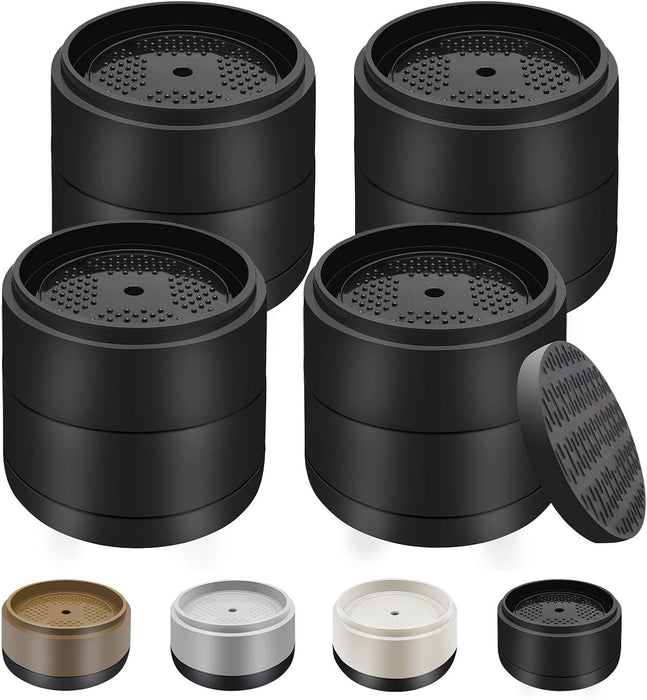 Furniture Risers Bed Risers Heavy Duty 1 inch, 2 inch, 3 inch, 4 inch Round Adjustable Bed Lifts Riser for Desk Legs Table Couch Sofa Chair Refrigerator Washing Machine (1+1 Inch, Black, 4 Pack)