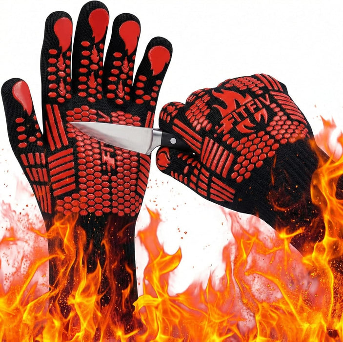 BBQ Gloves, 1472°F Heat Resistant with Silicone Grip Oven Mitts