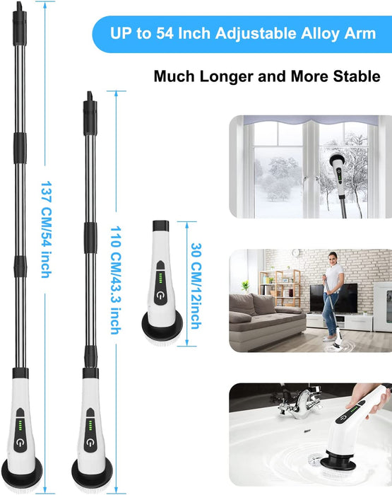 Electric Spin Scrubber, Bathroom Shower Cleaning Brush with Long Handle