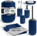 Bathroom Set - Navy Bathroom Accessories Set, 20PC Bathroom Accessory Set, Shower Curtain Set with Liner, Toothbrush Holder, Soap Dispenser, Soap Dish, Toilet Brush Holder, and Trash Can