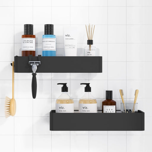 Shower Caddy Adhesive, Stylish Shower Organizer, Large, Black
