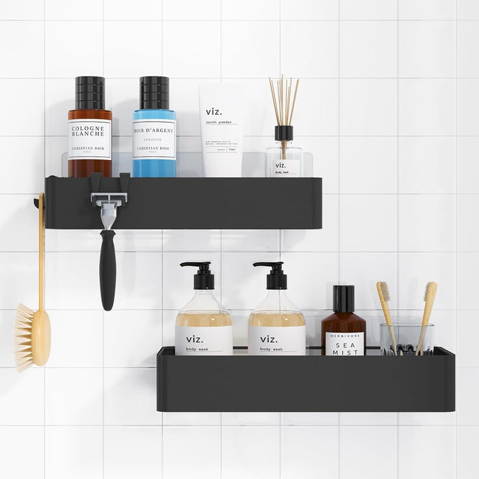 Shower Caddy Adhesive, Stylish Shower Organizer, Large, Black