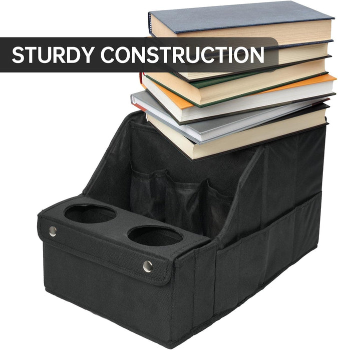 Car Backseat Organizer with 11 Compartments & 2 Cup Holders, Black