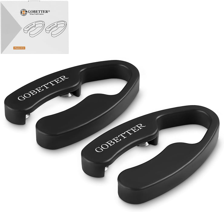 2 Pcs Wine Foil Cutter with Magnetic Design, Black