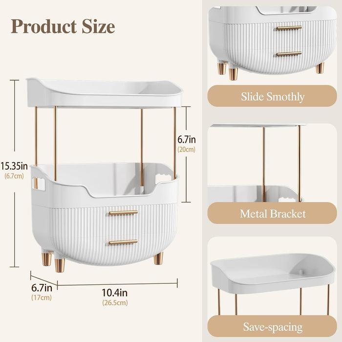 4-Tier Makeup Organizer Bathroom Countertop Storage White
