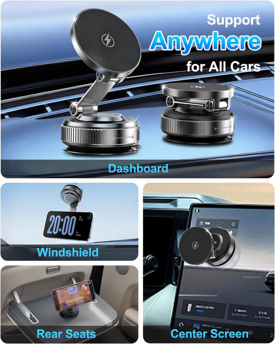 for MagSafe Car Mount Charger, 15W Fast Charging Magnetic Wireless Car Charger, Vacuum Magnetic Phone Holder [120LBS Ult