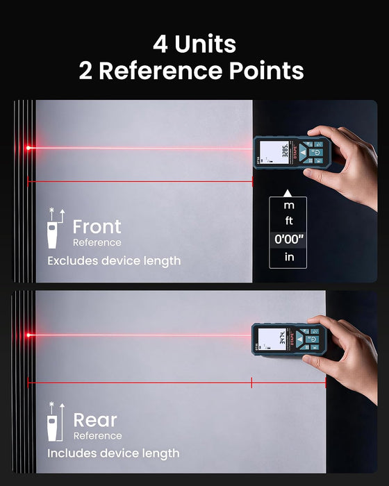 Laser Measure, High-Accuracy Laser Measuring Tool, 2" Backlit LCD Display Laser Tape Measure, Ft/in/Ft+in/M Electronic T