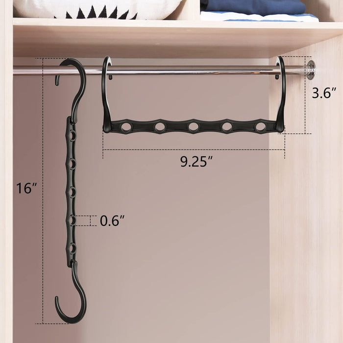 6 Pack-Closet-Organizers-and-Storage, Space-Saving-Hangers Black