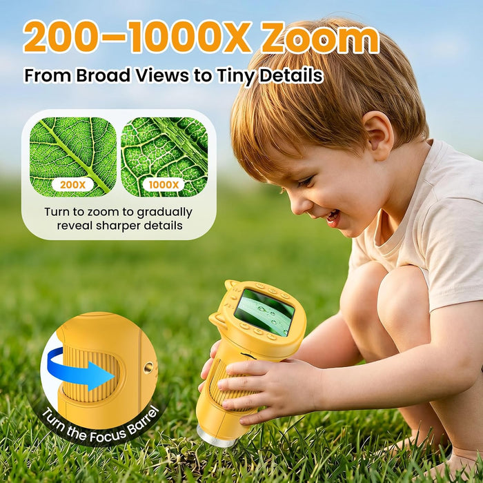 Kids Microscope Handheld, Digital 1000X, 2.4" HD Screen