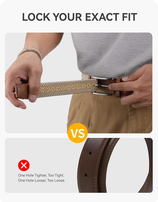 Stretch Belts for Men 2 Pack - Elastic Belt for Golf & Casual Wear