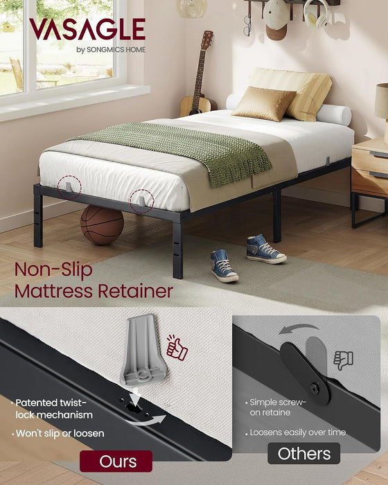 Twin Metal Bed Frame, 14 Inches Tall, 550 lb Weight Capacity