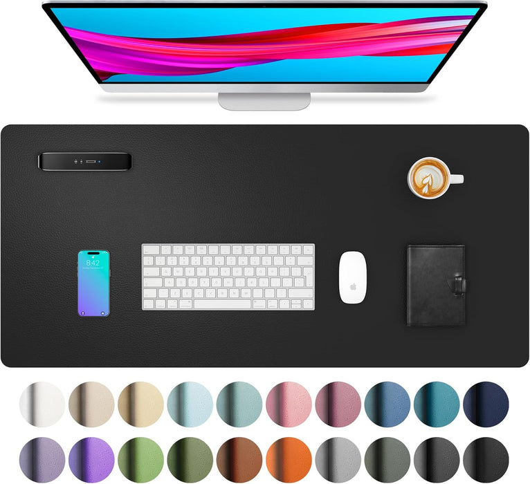 Non-Slip Waterproof PU Leather Desk Pad Protector for Mouse, Writing Desk, Office, Home, Laptop Blotter, 23.6" x 13.7", 