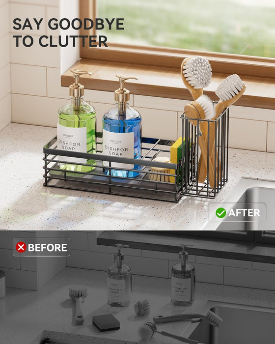Sponge Holder for Kitchen Sink, Sink Caddy with Stone Drying Mat