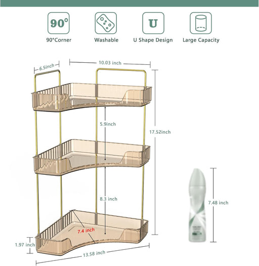 Corner Bathroom Shelf, 3 Tier Countertop Organizer for Vanity