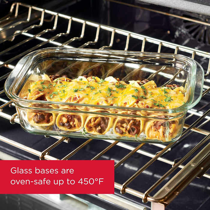 Brilliance Glass Storage 4.7-Cup Food Containers with Lids Set of 3 Clear