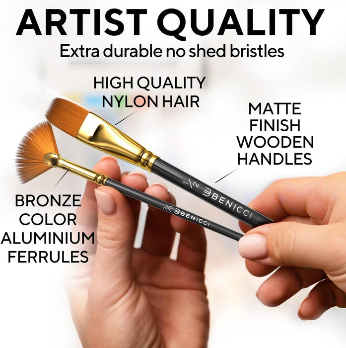 Professional Artist Paint Brush Set of 12 - Acrylic Painting Brushes Kit