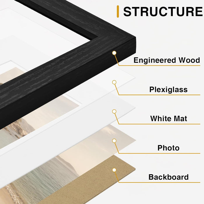 5x7 Picture Frames Set of 10 for Wall or Tabletop Display, Black