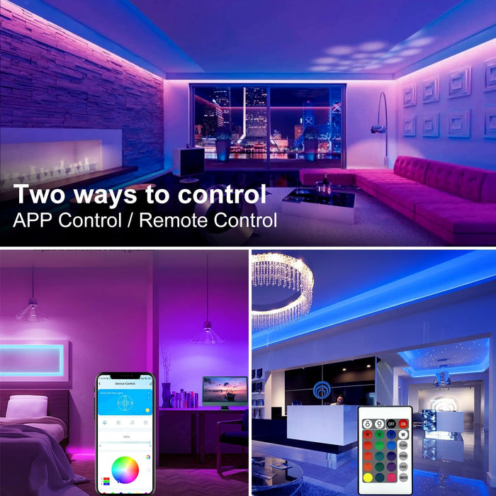 LED Strip Lights 130ft Lights Strip for Bedroom, Desk, Indoor Room Bedroom Birthday Gifts RGB Decor with Remote and 24V Power Supply